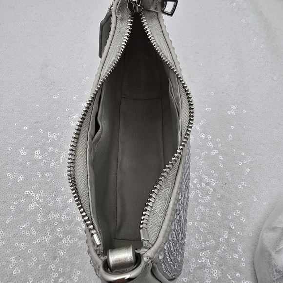 Coach Teri Mini Crystal Silver Metallic Leather Shoulder Crossbody Bag - Picture 13 of 14